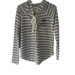 Blue 84 Women's Size Small Nautical Blue Striped‎ Hooded Pull Over Sweater